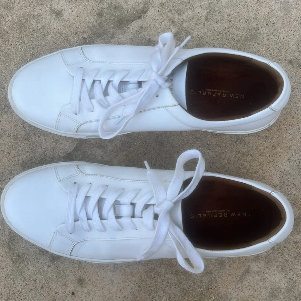 New Republic by Mark Monairy Men's White Leather Casual Sneakers Size 12